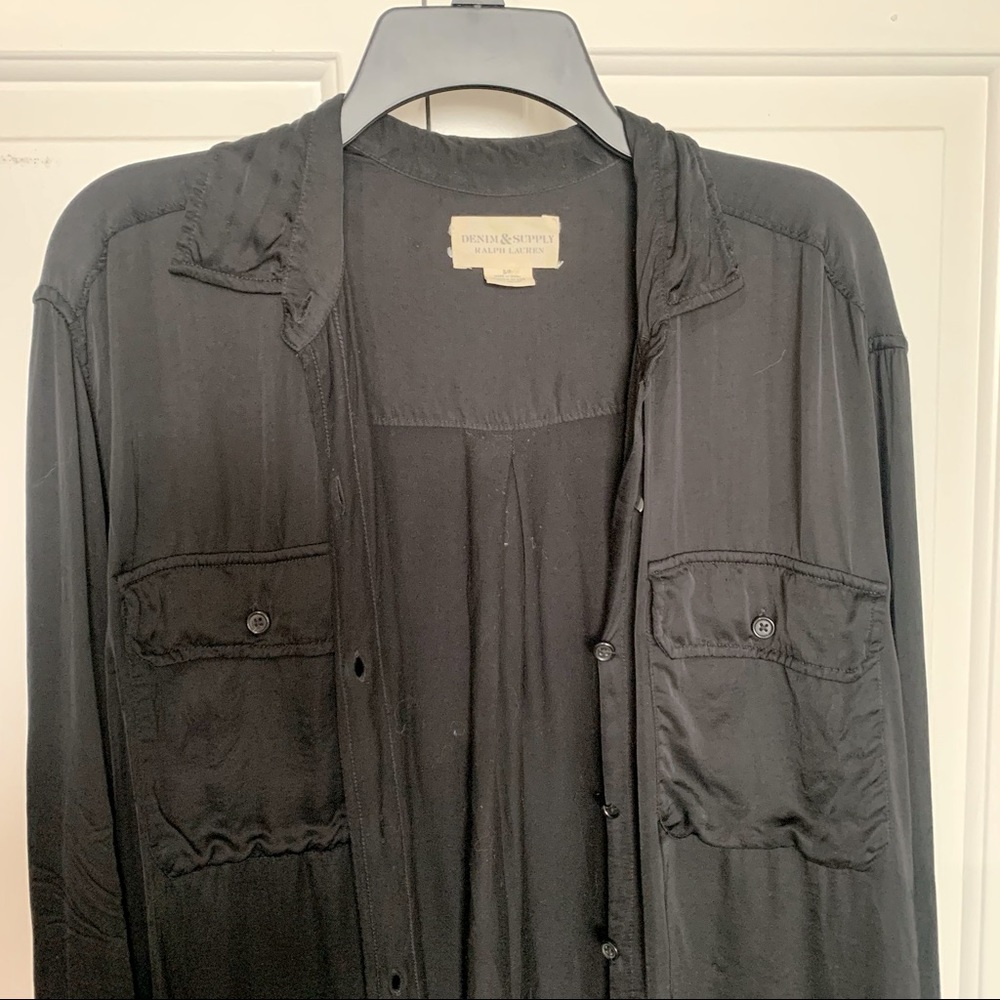 DENIM&SUPPLY Ralph Lauren black button up blouse; worn; S/P